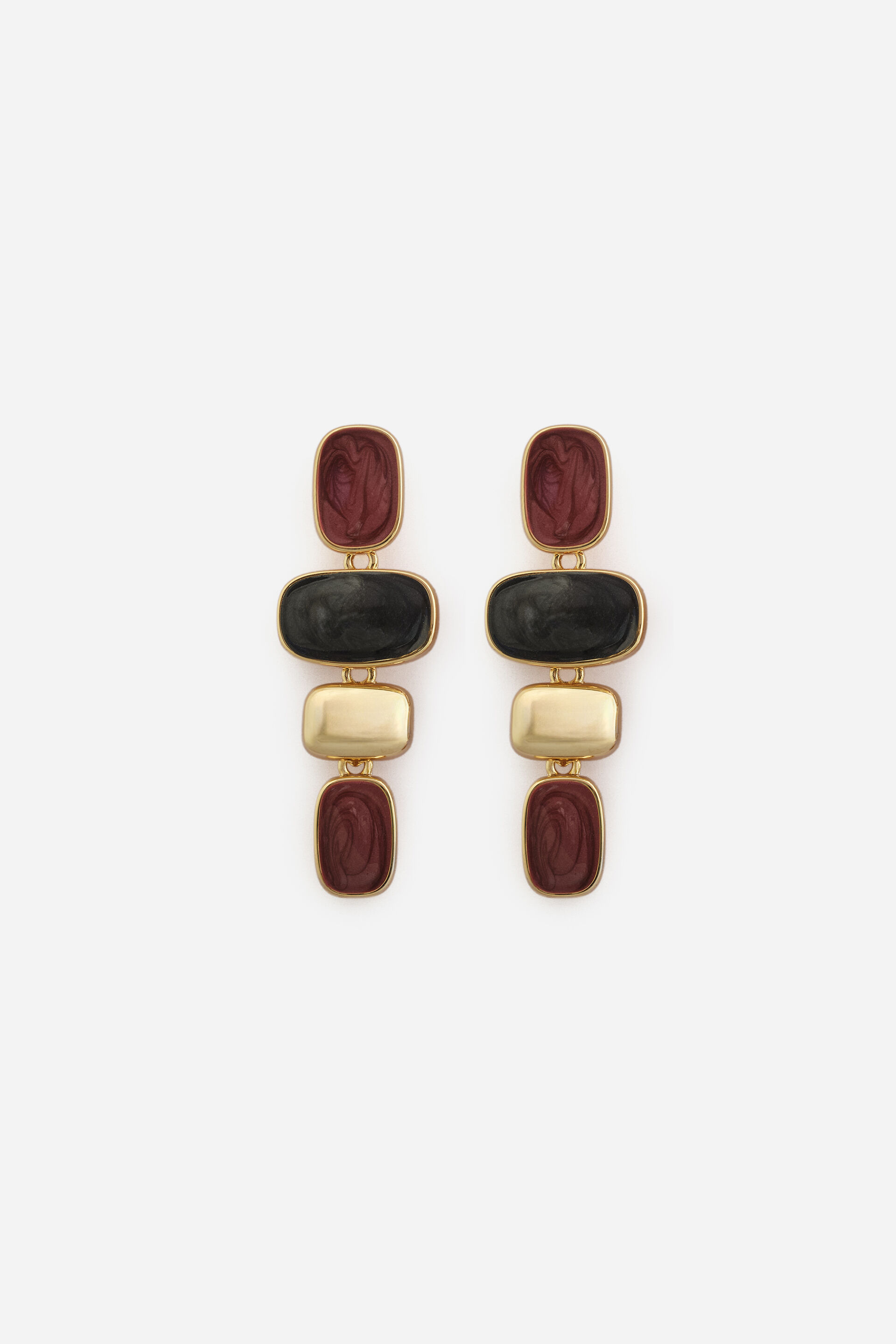 Red Multi Stone Layered Earrings, , image 1